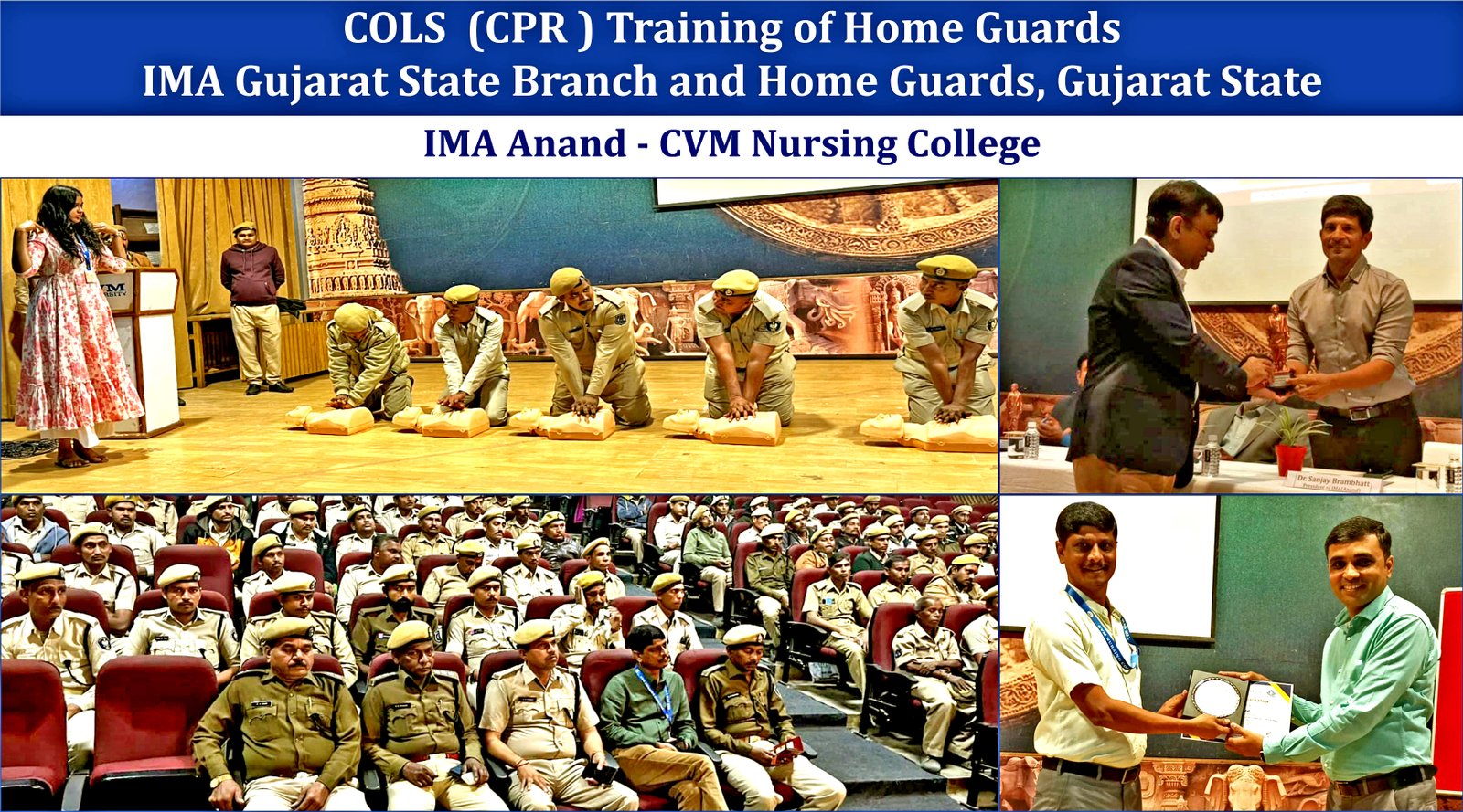 Group assembly of medical experts, coordinators, and students at the CPR drive.